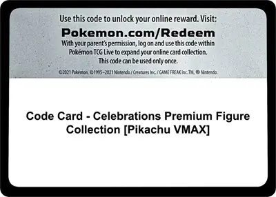 Code Card - Celebrations Premium Figure Collection [Pikachu VMAX ...