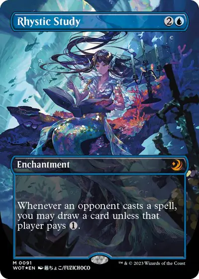 Rhystic Study (Anime Borderless) (Confetti Foil)