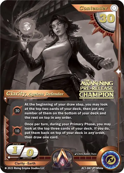 Clarity, Ageless Defender (Pre-Release Champion)