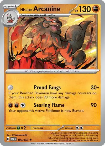 Hisuian Arcanine - 100/167 (Non-Holo)